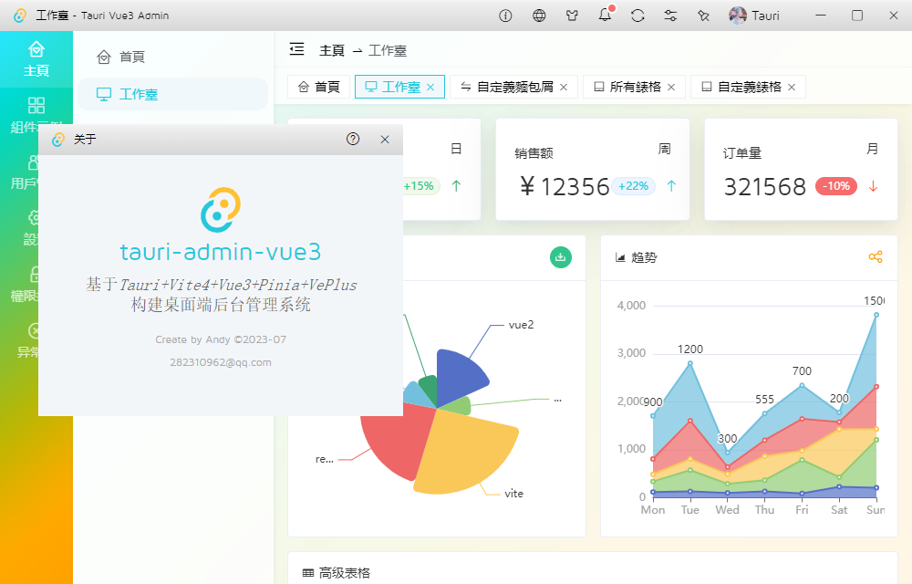 Tauri-vue3-admin后台管理exe程序模板