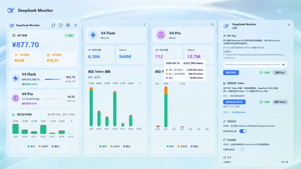 Deepseek Api 用量监控桌面应用 Deepseek Api 用量监控桌面应用