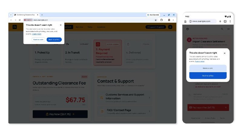 Chrome新增可疑网站预警,Gemini服务器端检测诈骗